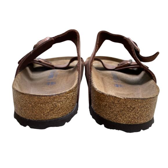 Birkenstock Men's Arizona Sandal EU 46 US 13 Brown Leather Slide Double Strap - Picture 8 of 13